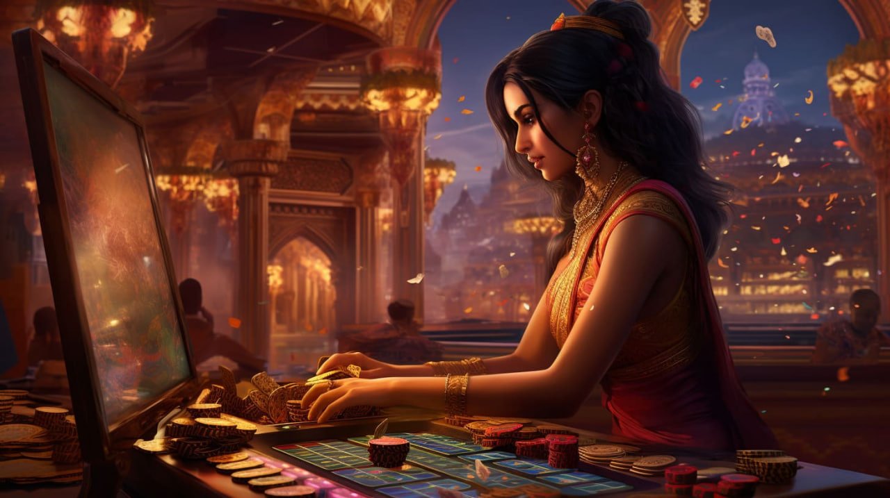 Tampilan studio Sic Bo dealer langsung emas slot dengan tiga dadu dan hasil yang jelas